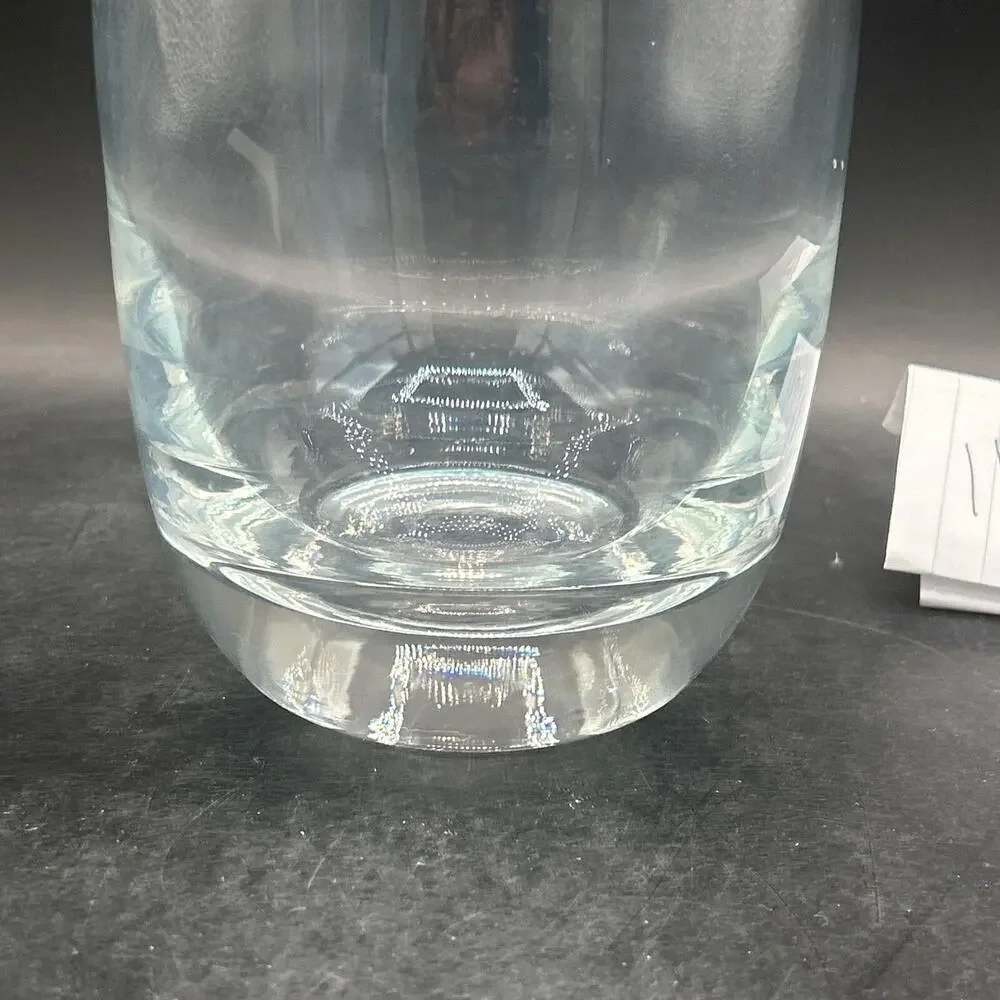 Krosno Poland Etched Glass Vase Minimal Modern Floral Pattern Polish Crystal